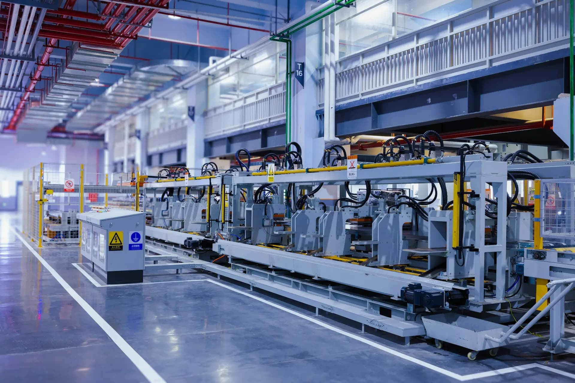 Large automated machine in a modern factory hall