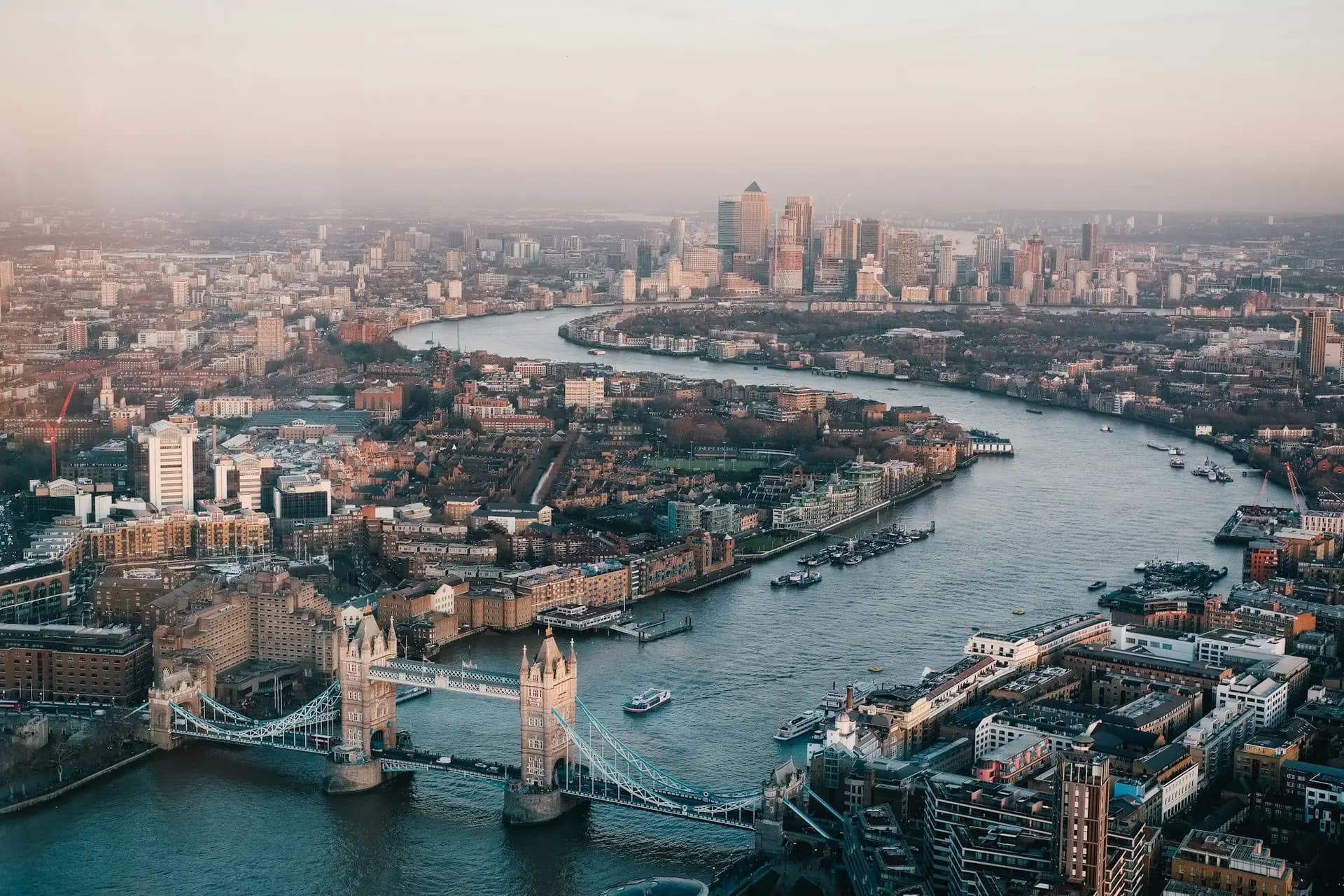 Aerial view of London and the River Thames