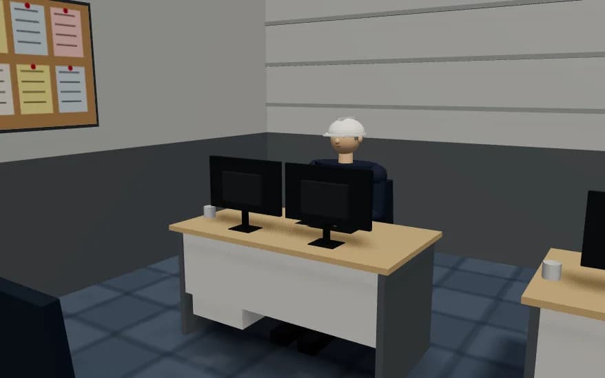 A corner of the simulated workplace in the Maintenance Electrical Engineer job simulation