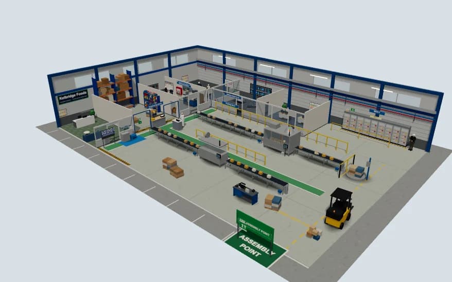 The 3D workplace of the simulated company in the Maintenance Electrical Engineer job simulation