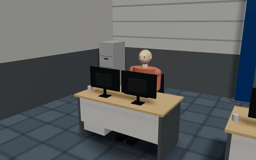 A corner of the simulated workplace in the PLC Programmer job simulation