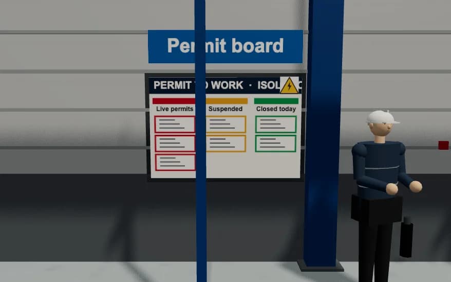 A corner of the simulated workplace in the Commissioning Engineer job simulation